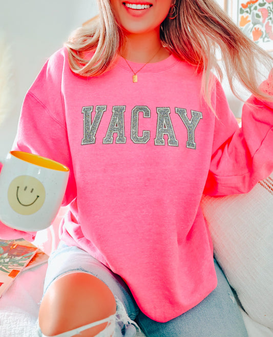 Vacay Patch neon pink sweatshirt